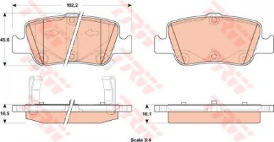 TRW GDB3480 Колодки задние TOYOTA AURIS (446602180)