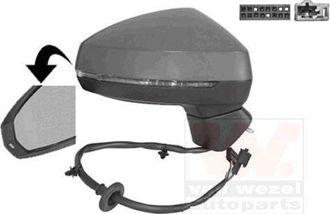 Van Wezel 0337828 наружное зеркало на AUDI A3 Limousine (8VS)