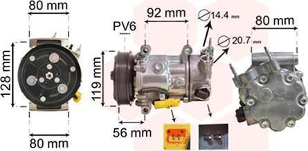 Van Wezel 0900K255 компрессор, кондиционер на PEUGEOT 208