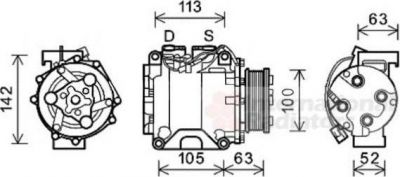 Van Wezel 2500K237 компрессор, кондиционер на HONDA CR-V II (RD_)
