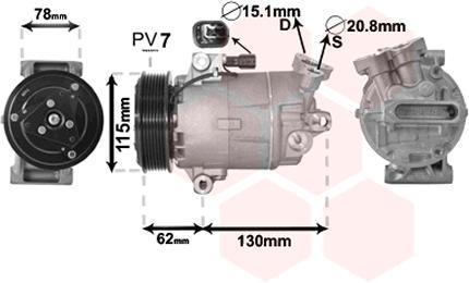 Van Wezel 3300K386 компрессор, кондиционер на NISSAN X-TRAIL (T31)