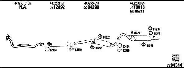WALKER AD62155 система выпуска ог на AUDI 100 Avant (44, 44Q, C3)
