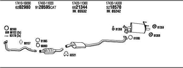 WALKER TO51131 система выпуска ог на TOYOTA COROLLA Compact (_E10_)