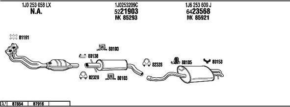 WALKER VW20672 система выпуска ог на VW GOLF IV (1J1)