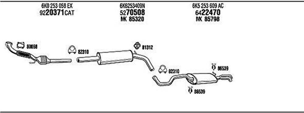 WALKER VW20705 система выпуска ог на VW POLO CLASSIC (6KV2)