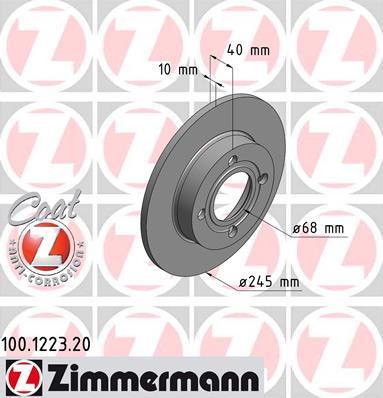 Zimmermann 100.1223.20 тормозной диск на AUDI 80 (81, 85, B2)