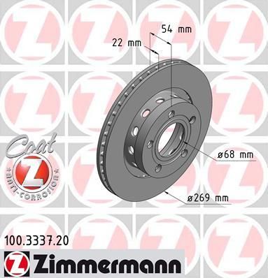 Zimmermann 100.3337.20 тормозной диск на VW PASSAT Variant (3B6)