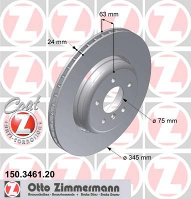 ZIMMERMANN ДИСК ТОРМ 5 E60/E61/E63/E64 03/07->> (150346120)