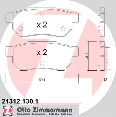 Zimmermann 21312.130.1 комплект тормозных колодок, дисковый тормоз на HONDA ACCORD III (CA)