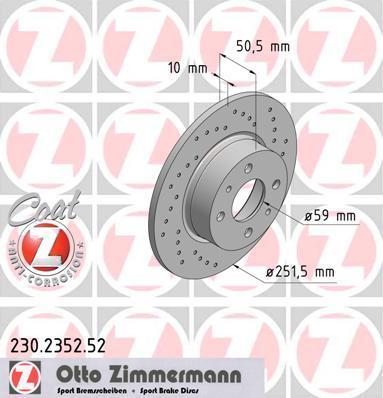 Zimmermann 230.2352.52 тормозной диск на FIAT STILO (192)