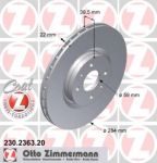 ZIMMERMANN ДИСК ТОРМ LADA 112 R15, FIAT COUPE, TIPO 91->, F, 284*22 (230236320)