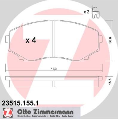 Zimmermann 23515.155.1 комплект тормозных колодок, дисковый тормоз на MAZDA MPV I (LV)