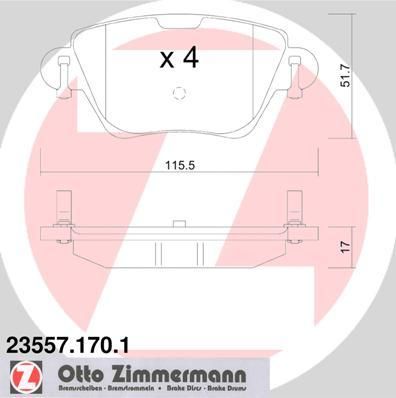 ZIMMERMANN ТОРМОЗНЫЕ КОЛОДКИ ЗАД FORD MONDEO III 1,8, 2,0, 2,5 11, 00-> (23557.170.1)