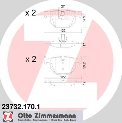 ZIMMERMANN КОЛОДКИ ТОРМ E60 2.0-3.0 ЗАДН (23732.170.1)