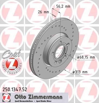 Zimmermann 250.1347.52 тормозной диск на SEAT ALHAMBRA (7V8, 7V9)