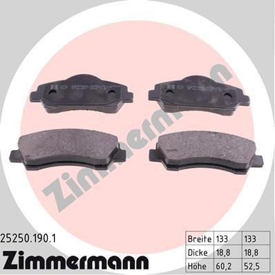 ZIMMERMANN Колодки торм.пер. Citroen C4/Peugeot 308 12> (25250.190.1)