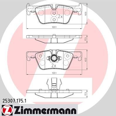 Zimmermann 25307.175.1 комплект тормозных колодок, дисковый тормоз на 1 (F20)