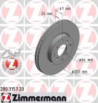 Zimmermann 280.3157.20 тормозной диск на HONDA ACCORD VI (CG, CK)