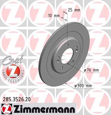 Zimmermann 285.3526.20 тормозной диск на HYUNDAI i40 CW (VF)