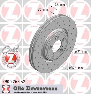 ZIMMERMANN Торм.диск пер.[326x30] 5 отв.[min2] (290.2263.52)