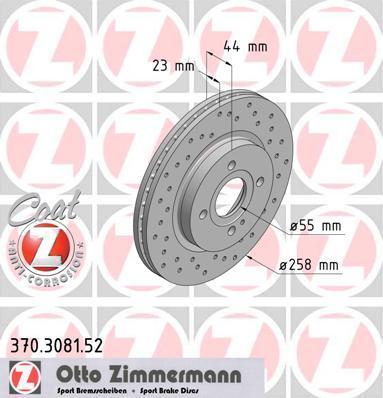 Zimmermann 370.3081.52 тормозной диск на MAZDA 2 (DE)