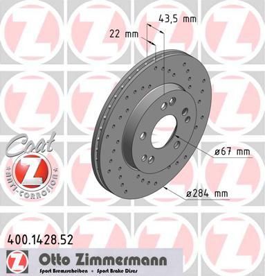 Zimmermann 400.1428.52 тормозной диск на MERCEDES-BENZ E-CLASS (W124)