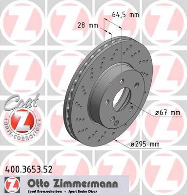 Zimmermann 400.3653.52 тормозной диск на MERCEDES-BENZ C-CLASS (W204)