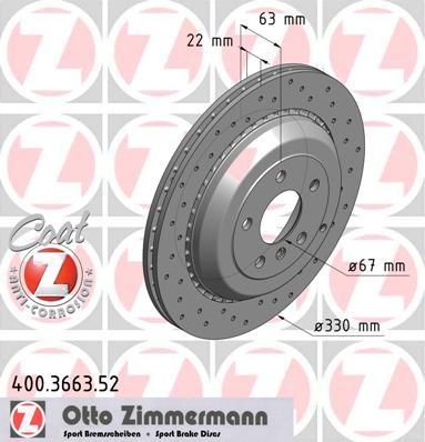 Zimmermann 400.3663.52 тормозной диск на MERCEDES-BENZ M-CLASS (W164)
