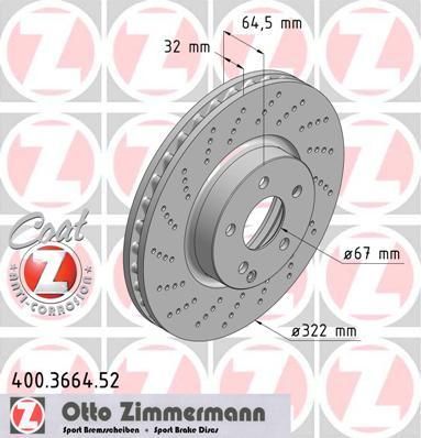 ZIMMERMANN ДИСК ТОРМ MER W204/S204/W212/A207/C207/S212 F 07/09->> (400366452)