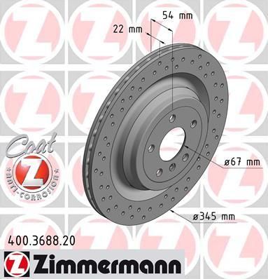 Zimmermann 400.3688.20 тормозной диск на MERCEDES-BENZ GL-CLASS (X166)
