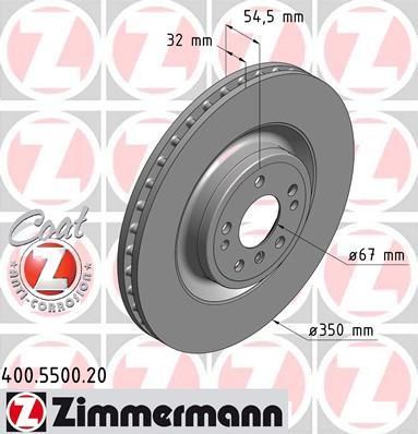 ZIMMERMANN Диск тормозной GL-KLASSE (X166) GL 350 BlueTec 4-matic (166. (400550020)