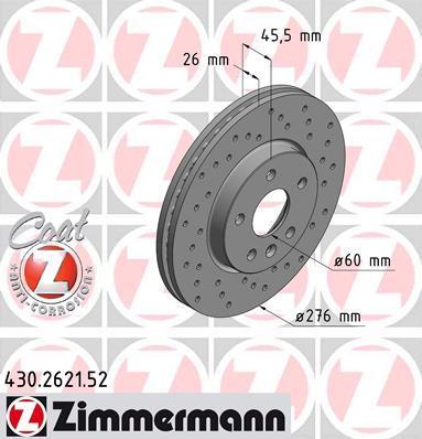 Zimmermann 430.2621.52 тормозной диск на CHEVROLET CRUZE Station Wagon (J308)