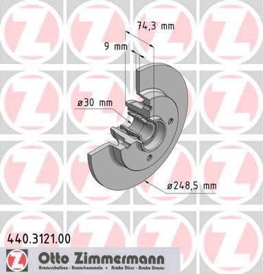 Zimmermann 440.3121.00 тормозной диск на PEUGEOT 308 (4A_, 4C_)