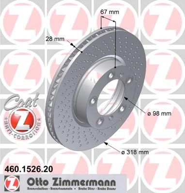 Zimmermann 460.1526.20 тормозной диск на PORSCHE 911 (996)