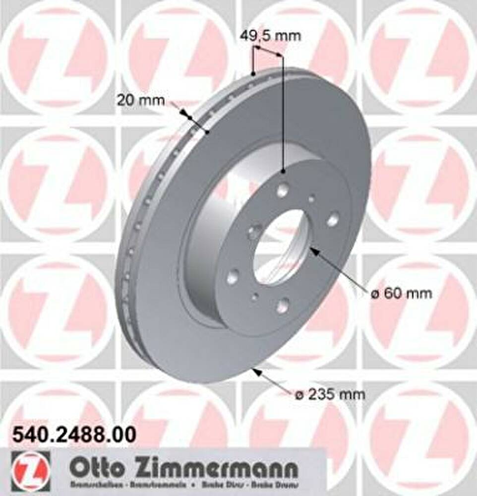 Zimmermann 540.2488.00 тормозной диск на SUZUKI BALENO Наклонная задняя часть (EG)