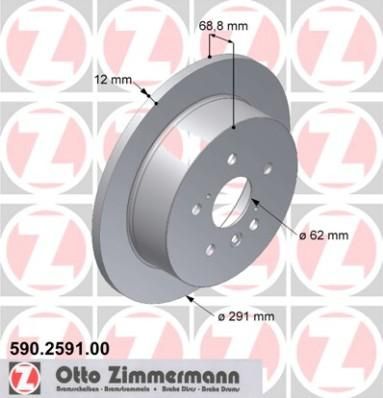 Zimmermann 590.2591.00 тормозной диск на TOYOTA PREVIA (MCR3_, ACR3_, CLR3_)