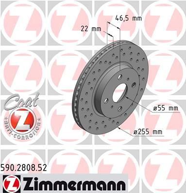 Zimmermann 590.2808.52 тормозной диск на TOYOTA YARIS (NHP13_, NSP13_, NCP13_, KSP13_, NLP13_)