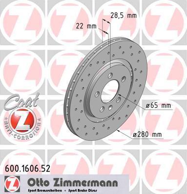 Zimmermann 600.1606.52 тормозной диск на VW GOLF III (1H1)