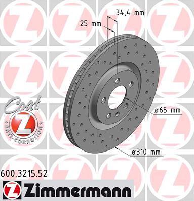 ZIMMERMANN ДИСК ТОРМОЗНОЙ AUDI (600321552)