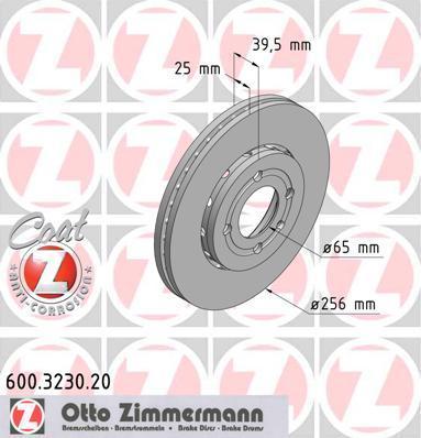 Zimmermann 600.3230.20 тормозной диск на VW LUPO (6X1, 6E1)