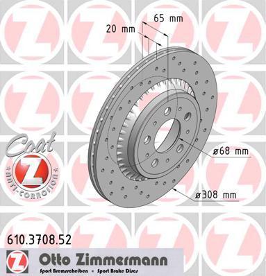 Zimmermann 610.3708.52 тормозной диск на VOLVO XC90 I