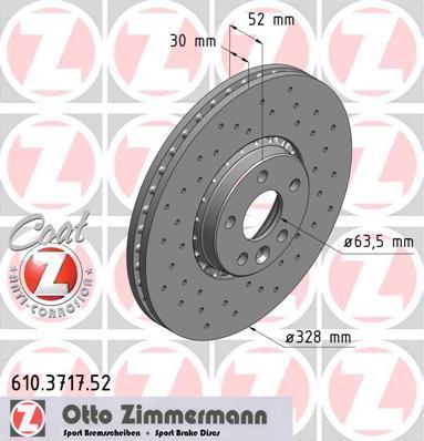 Zimmermann 610.3717.52 тормозной диск на VOLVO XC60