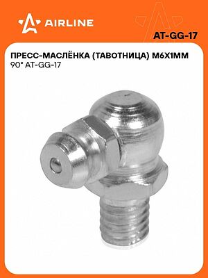 AIRLINE AT-GG-17 пресс-маслёнка (тавотница) M6×1, угловая 90°, сталь