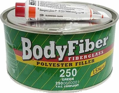 HB Body PRO F250 Bodyfiber шпатлёвка полиэфирная со стекловолокном, зелёная, 1,5 кг (2500600001)