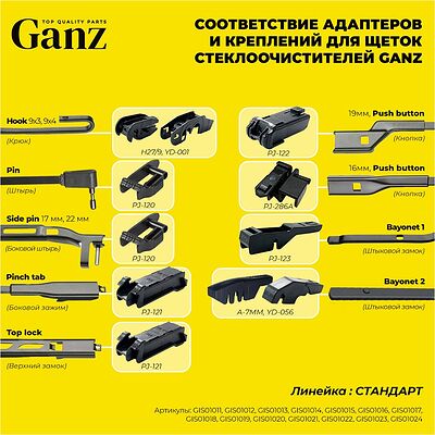 GANZ Щетка стеклоочистителя бескаркасная 410mm (GIS01015)