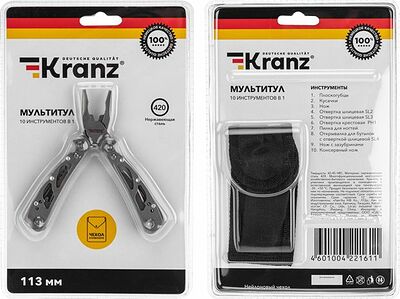 Kranz KR-12-4902-2 Мультитул 10 функций, 113мм KRANZ