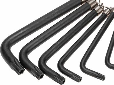 Kranz KR-12-5203 Набор ключей имбусовых TORX KRANZ T10-T50, CrV, 9 шт., оксидированные, на кольце