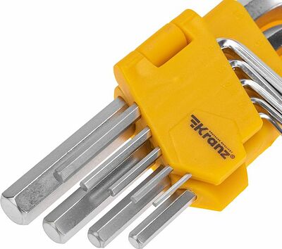 Kranz KR-12-5215 Набор ключей имбусовых HEX KRANZ 1,5-10 мм, CrV, 9 шт.