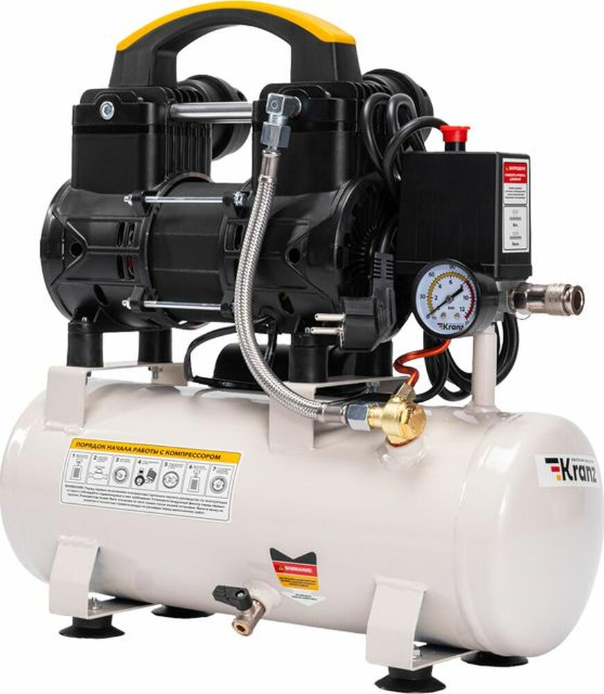 Kranz KR-16-1161 Компрессор воздушный безмасляный KR-850/10, 850Вт, 140 л/мин, 10л KRANZ