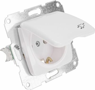 Kranz KR-78-0213 DEA Розетка 1-ая с/з с крышкой с/у 16А мех. Бел KRANZ